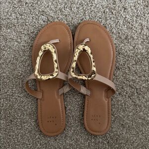 a new day Brown Sandals with Gold Accent
